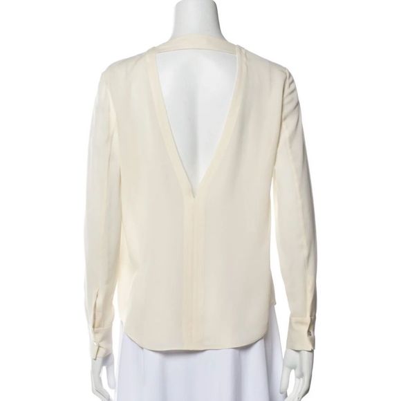 A.L.C 100% silk v-neck long sleeve blouse white cream - Picture 3 of 7
